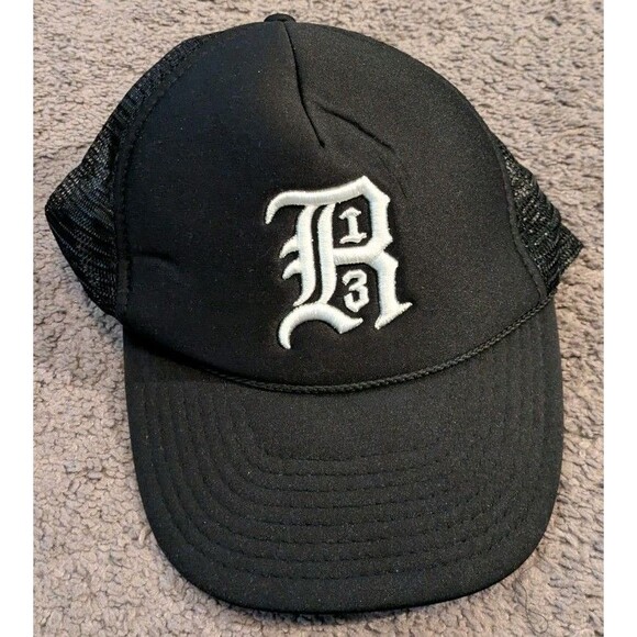 R13 Trucker Snapback Black Embroidered Logo Hat - Picture 1 of 5